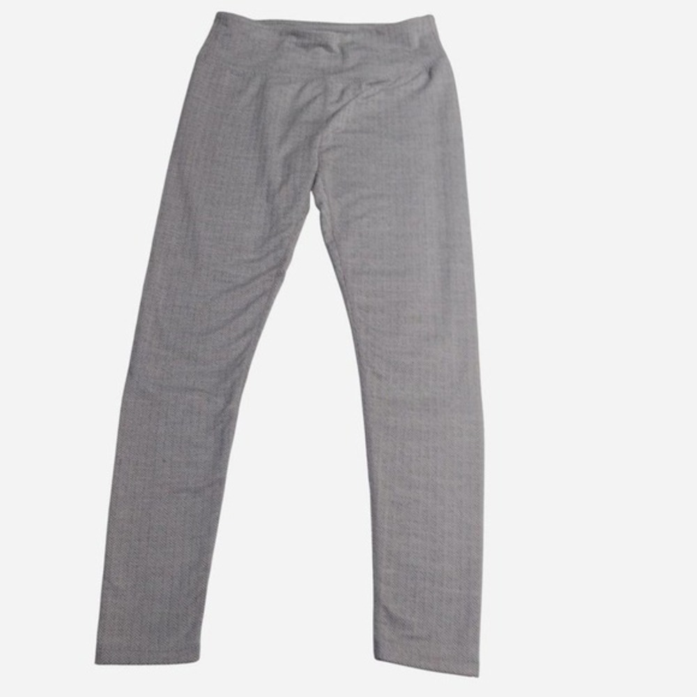 Grey herringbone print soft outdoor indoor size large women's leggings running